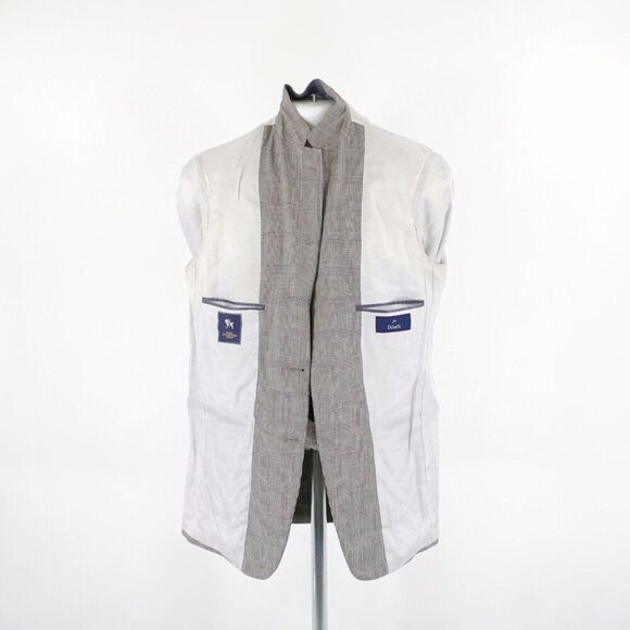 Hart Schaffner Marx Wool Black Tan Glen Plaid Blazer 38R 2 Button W/ Orange Brow - Picture 12 of 14